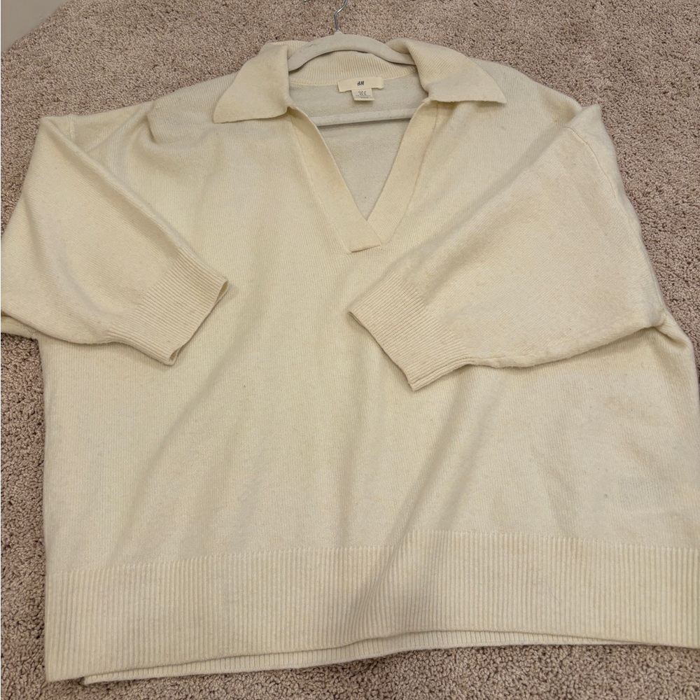 Cream v neck sweater